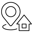 house and map marker line icon